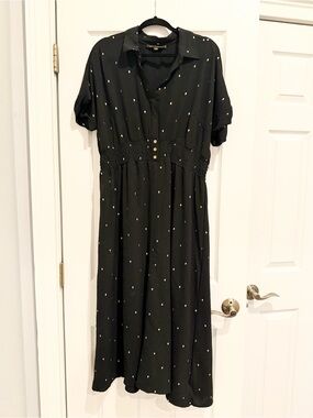 Alter & Parker Black Gold Diamond Print Maxi Shirt Dress